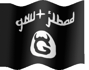 A Flag parodying the flag of ISIS saying GNU+Jihad